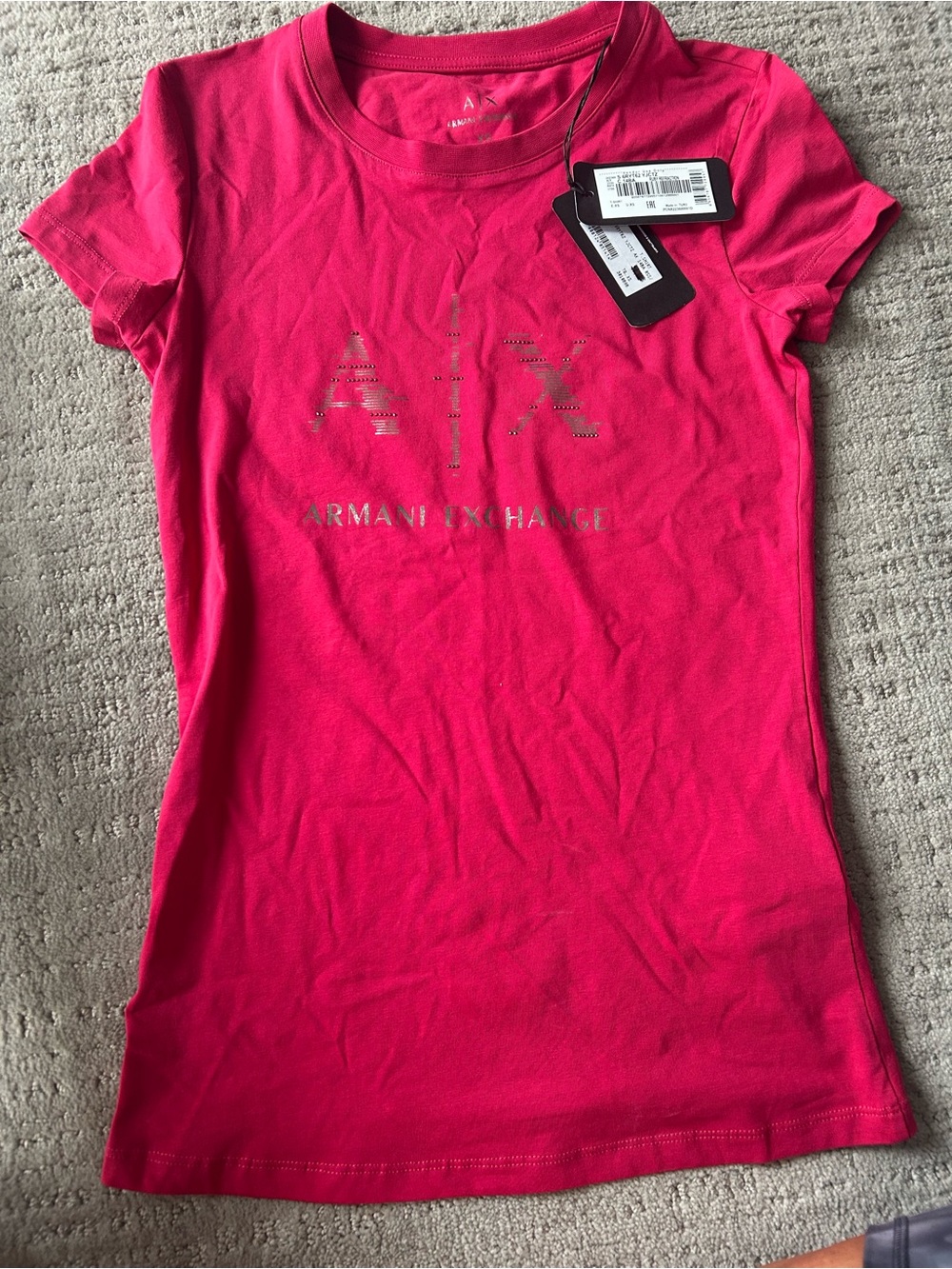 NWT Armani Exchange Hot Pink Short Sleeve Logo Tee